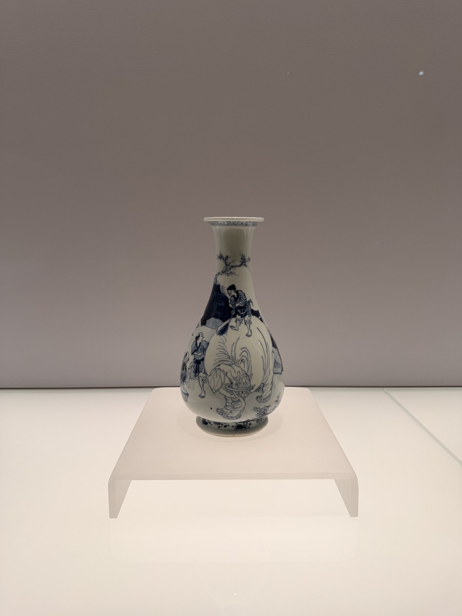 A blue-and-white porcelain vase displayed in the Ceramics Gallery on the 3rd floor